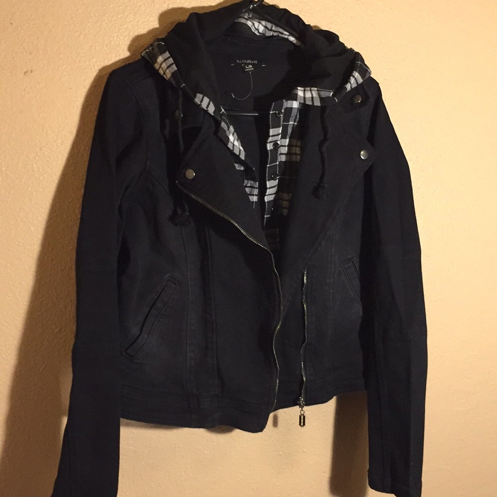 Black heart 🖤 Flannel Cotton Moto Jacket L